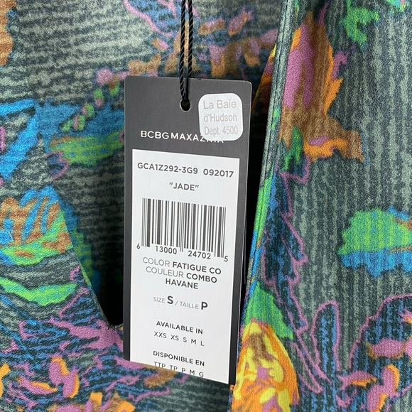 NEW BCBGMAXAZRIA Jade Floral Tie-Neck Top Size Small - Picture 3 of 8